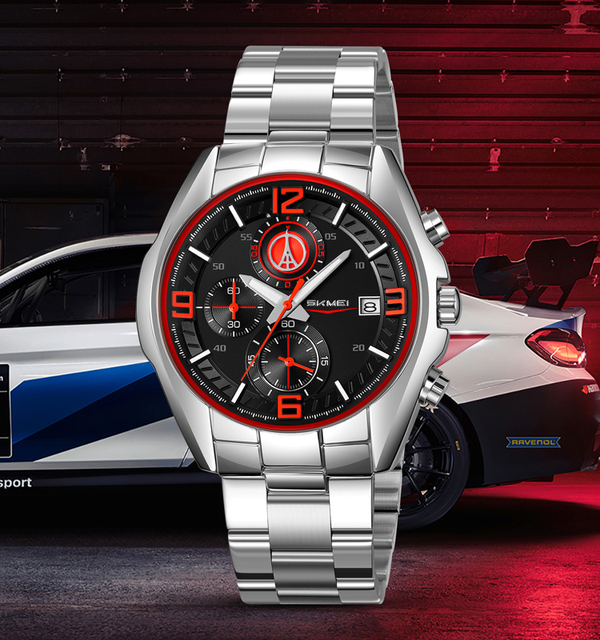 High Quality Men's OEM Custom Logo Luxury Fashion Watch Round Quartz Stainless Steel 3BAR Water Resistant 44.2MM Dial Wholesale