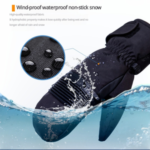 Gants de ski à double couche de style accordéon noir Gants de neige d'hiver avec imperméable et résistant à l'usure - Product Image 2