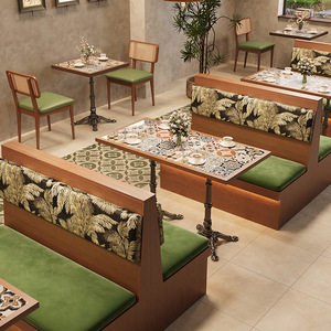 <span class=keywords><strong>Ensemble</strong></span> de banquettes murales modernes pour restaurants occidentaux, cafés, pâtisseries et hôtels, en bois massif, écologique et durable - Product Image 2