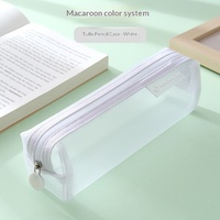 Sac à crayons en tissu filet transparent, style papeterie, en polyester et nylon durables, avec fermeture en plastique, pour cadeau ou promotion