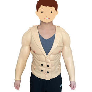 Accesorios de Cosplay populares, <span class=keywords><strong>trajes</strong></span> musculares de silicona, vientre falso, paquete de seis músculos de simulación de estómago masculino con brazo para <span class=keywords><strong>hombre</strong></span>, abrigo Macho - Product Image 4