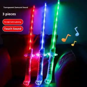 Nouvelle épée de samouraï lumineuse en plastique de 75 cm, jouet pour enfants, clignotant, musical, coloré, pour marché nocturne, vente en gros - Product Image 6