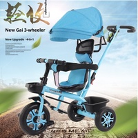 Tricycle 4-en-1 pour enfants de 1 à 5 ans avec pare-soleil, poussette bébé, pédale, chariot de poussée 10LBS, voiture, trottinette d'extérieur pliable
