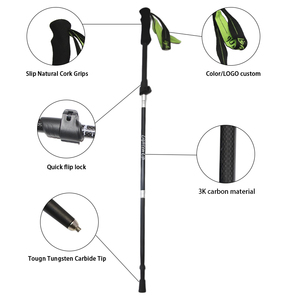 Lightweight <strong>3K</strong> Carbon Fiber Collapsible Trekking Poles, Quick Lock Adjustable Hiking Sticks for Outdoor Camping Travel - Product Image 3