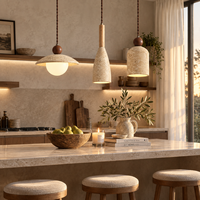 Luminaire suspendu en travertin naturel Wabi Sabi, lampe LED en pierre pour îlot de cuisine, salle à manger, chambre à coucher, décoration intérieure