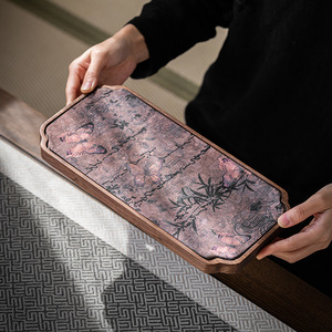 Walnut Wood Rectangular Dry Brewing Tray Handmade Durable Kung Fu <b>Tea</b> <b>Set</b> Home <b>Tea</b> Table Tray - Product Image 1