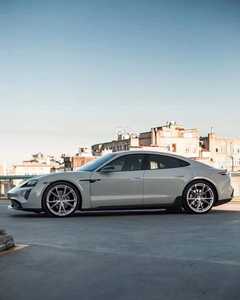 Kit de carrosserie en Fiber de carbone Runde lèvre avant diffuseur arrière becquet jupes latérales pour <span class=keywords><strong>Porsche</strong></span> Taycan mise à niveau <span class=keywords><strong>Techart</strong></span> Style de haute qualité - Product Image 4