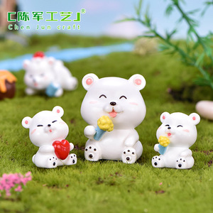 Weij Micro-paesaggio Fai-da-Te con Orso, Decorazione Bonsai, Animale in Resina che Tiene un Cuore, Mangia Ghiaccio - Product Image 2