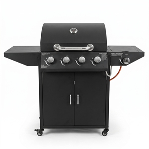 Grill a Gas Propano da 50.000 BTU con 4 Bruciatori e Fornello Laterale, Barbecue Portatile su Carrello per Giardino, Patio, Campeggio - Product Image 1