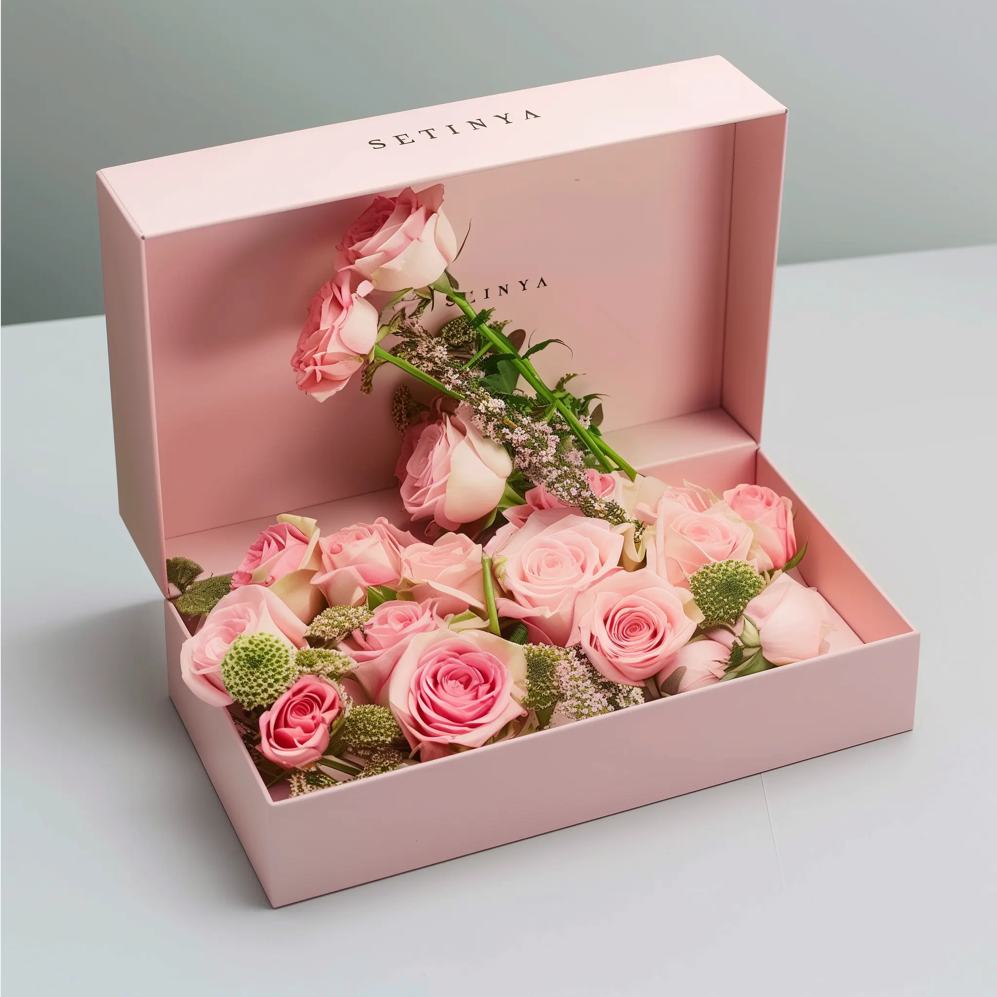 Empaquetado de caja de flores eternas de diseño personalizado para regalo de caja de rosas para el Día DE LA Madre festivo I Love You Forever Flower Package Box