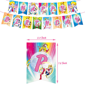 Decoración, Regalo, Juguetes para Niños, Pancarta, Adorno para Pastel, Banderines, Sailor Moon, Tsukino Usagi, Feliz Cumpleaños, Globos <span class=keywords><strong>de</strong></span> Fiesta <span class=keywords><strong>de</strong></span> Anime - Product Image 2