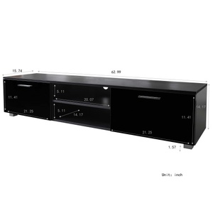 70-Inch TV Stand with Open Shelves Black Metal Media Console Entertainment Center <b>Table</b> Living Room Storage Cabinet - Product Image 1