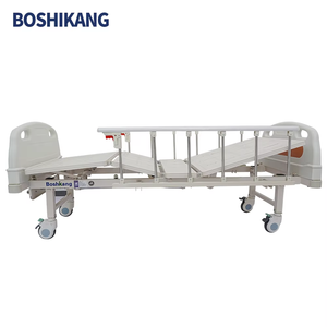 Lit d'hôpital Boshikang pour utilisation en clinique par les patients, lit de soins infirmiers médicaux à 2 manivelles, métal + ABS, garantie de 5 ans, certifié CE ISO - Product Image 2