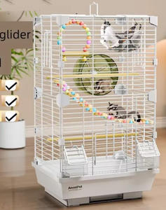 Gabbia per Criceti Media in Vetro e Plastica Bianca, Versatile ed Ecologica, Design Facile da Pulire, Stile Moderno Personalizzato, Rinforzata in Metallo - Product Image 2