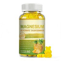 Gummies de glycinate de magnésium 400 mg sans sucre, supplément de vitamine D, B6, taurate de magnésium, malate, saveur ananas