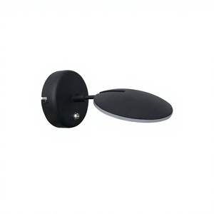Minimalist Black Plastic Wall Lamp E27 <b>LED</b> 2700K Soft Warm Black & White Round Shade Wall-Mounted Living <b>Room</b> <b>Lighting</b> - Product Image 1
