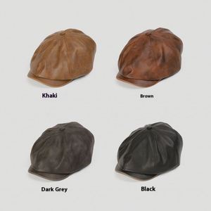 Gorra de Cuero Sintético Casual para Hombre y Mujer, Estilo Británico, Tendencia de Moda Otoño-Invierno 2025, Gorra Newsboy de 8 Paneles para Exteriores - Product Image 2