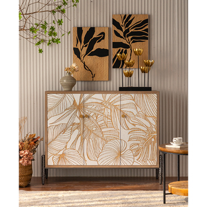 Phong cách cổ điển màu gỗ sideboard trang trại tủ tự chọn tủ tủ gỗ với cửa khắc - Product Image 1