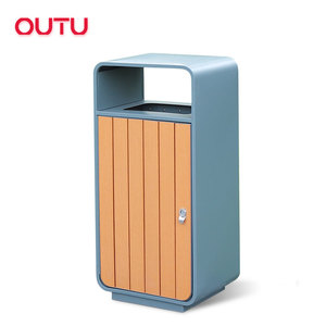 Public Outdoor Street Bin Waste <strong>Garbage</strong> Waterproof Plastic Wood Trash Bin Trash <strong>Can</strong> - Product Image 1