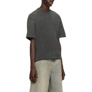 เสื้อยืดทรงบ็อกซี่ผู้ชาย TOPSHOW ผ้าฝ้าย แขนสั้น ไหล่ตก ทรงหลวม สไตล์เรียบง่าย สีพื้น ล้างสีแบบ Acid Wash สำหรับผู้ชาย - Product Image 2