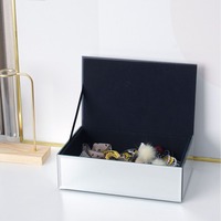 Boîte de rangement en verre rectangulaire pour cosmétiques, support de rangement de bureau, seau à pinceaux de maquillage, chambre à coucher, simple, rouge à lèvres, bijoux
