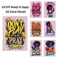 Speel niet met mij, bid voor mij, zwart meisje A5 notitieboek UV DTF wraps klaar om aan te brengen transfer stickers DIY decals voor journal cover