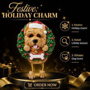 Décorations de Noël personnalisées en résine : <span class=keywords><strong>Cairn</strong></span> Terrier et couronnes pour la boutique de Noël. Un cadeau personnalisé pour les amoureux des chiens - Product Image 4