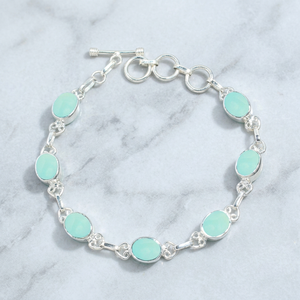 925 Sterling <b>Silver</b> Link Chain Charm <b>Bracelet</b> with Blue Aquamarine Gemstone Cute Handmade Jewelry for Gift Occasions - Product Image 3