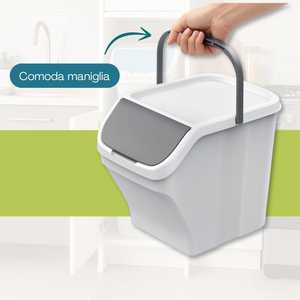 Set di 3 Contenitori Bianchi da 25 Litri per Raccolta Differenziata, Impilabili con Coperchi Colorati, Dimensioni 40x30x34 Cm - Product Image 4