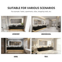 Ensemble de meuble de salle de bain avec lavabo en céramique intégré et lavabo en pierre courbé à chaud pour hôtels