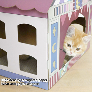 Casa <span class=keywords><strong>de</strong></span> gato moderna estilo carnaval con 8 <span class=keywords><strong>ventanas</strong></span> interactivas grandes Cama Cueva <span class=keywords><strong>de</strong></span> gato <span class=keywords><strong>de</strong></span> cartón corrugado duradero para gatos <span class=keywords><strong>de</strong></span> interior - Product Image 3