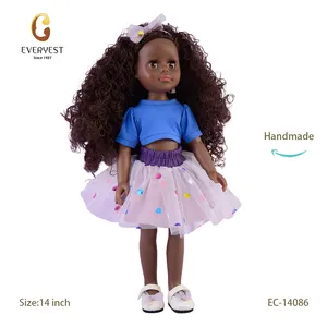 Dapat disesuaikan elegan dan mulia temperamen unik 36 cm hitam 14 inci Afrika Amerika boneka hadiah mainan untuk anak-anak