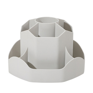 ที่ใส่ดินสอและถ้วยพลาสติกหมุนได้สีขาวขนาดใหญ่สำหรับโต๊ะทำงานที่เก็บปากกาและเครื่องสำอาง - Product Image 5