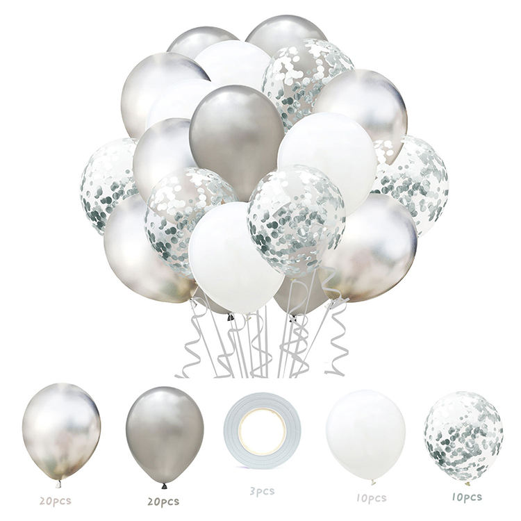 Chrome silver silver white sequins