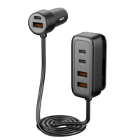 WFYEAR adaptor baterai mobil 12V, pengisi daya Cepat portabel fungsi PD 90W dengan 3 USB & 3 Tipe C untuk mobil listrik & Laptop