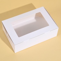 Scatola Rettangolare Bianca con Finestra Trasparente a 6 Scomparti per Cupcake, Confezione in Cartone Rinforzato per Alimenti, Pasticceria, Biscotti, Muffin