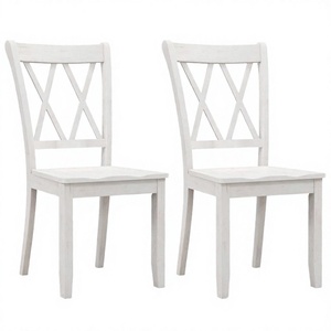 Ensemble de 2 chaises de salle à manger en bois blanc, style farmhouse, design moderne, meubles de maison stables pour cuisine et salle à manger - Product Image 2
