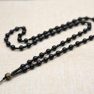 Collier de perles Onyxs noir mode pierre naturelle Om <span class=keywords><strong>Mane</strong></span> Padme Hum Six mots Mantra obsidienne colliers nouveaux <span class=keywords><strong>bijoux</strong></span> faits à la main - Product Image 4