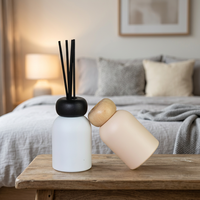 Bouteille diffuseur de parfum en verre de luxe en gros, 100-500 ml, vide, avec bouchon en bois et bâtonnets