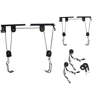 Support de <span class=keywords><strong>rangement</strong></span> mural pour vélos HONGSEN HS-T044 en acier inoxydable avec poulie de levage pour 4 vélos 54x28x28cm - Product Image 2