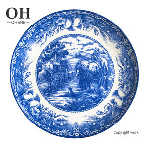 أطقم أدوات مائدة بالجملة للمطاعم والفنادق، أطباق من الخزف الصيني الأبيض والأزرق للحفلات والأعراس، إنتاج مصنع محترف - Product Image 2