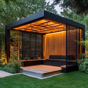 Pergola Moderna da Esterno Impermeabile Bioclimatica con Tetto a Lamelle in Alluminio e Griglia di Ventilazione per Giardino - Product Image 1