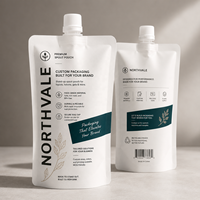 Pochette souple mate blanche sans BPA avec bec verseur et bouchon à vis pour emballage de liquides, idéale pour nettoyant corporel et savon pour les mains – Pochette personnalisée avec bec verseur