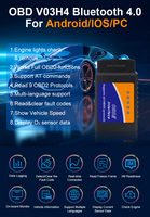 ABD Deposu Obd2 Tarayıcı V03H4 BLE4.0 Taşınabilir Araba Arıza Kodu Okuyucu Tüm Araçlar için Profesyonel Teşhis Cihazları Tarayıcı