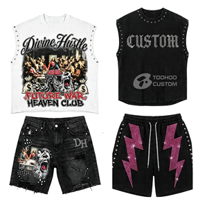 Conjunto de Camiseta y Pantalones Cortos para Hombre, Estilo Lavado, de Alta Calidad, con Acabado Ácido, 2 Piezas, Ropa Deportiva Urbana, Fabricante - Product Image 1