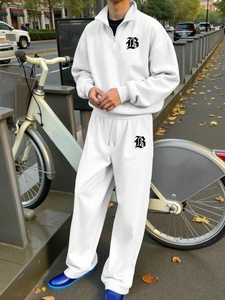 Conjunto Deportivo Casual de Dos Piezas para <span class=keywords><strong>Hombre</strong></span>, Talla Europea, Cuello Alto con Cierre, Manga Larga, Pantalones Largos, 100% Bambú, para Otoño - Product Image 3