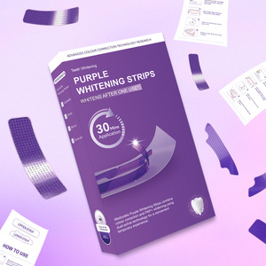 Bandes dentaires adhésives violettes pour usage transfrontalier – Patchs apaisants pour le <span class=keywords><strong>blanchiment</strong></span> des dents, protection buccale, élimination des taches, usage domestique, menthe - Product Image 1