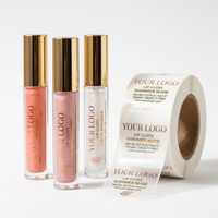 Étiquettes personnalisées transparentes pour gloss à lèvres, autocollants cosmétiques en vinyle imperméables, rouleaux d'étiquettes pour gloss à lèvres avec logo privé