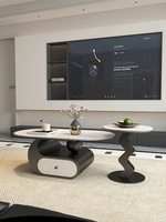 Table basse moderne de dernière génération pour salon, appartement, villa, ensemble de tables centrales, table d'angle ovale en marbre pour la maison
