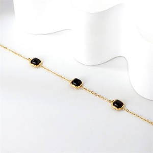 Bracelet en gros avec pendentif en pierres précieuses, plaqué or, breloque carrée en opale, bijoux pour femmes - Product Image 5